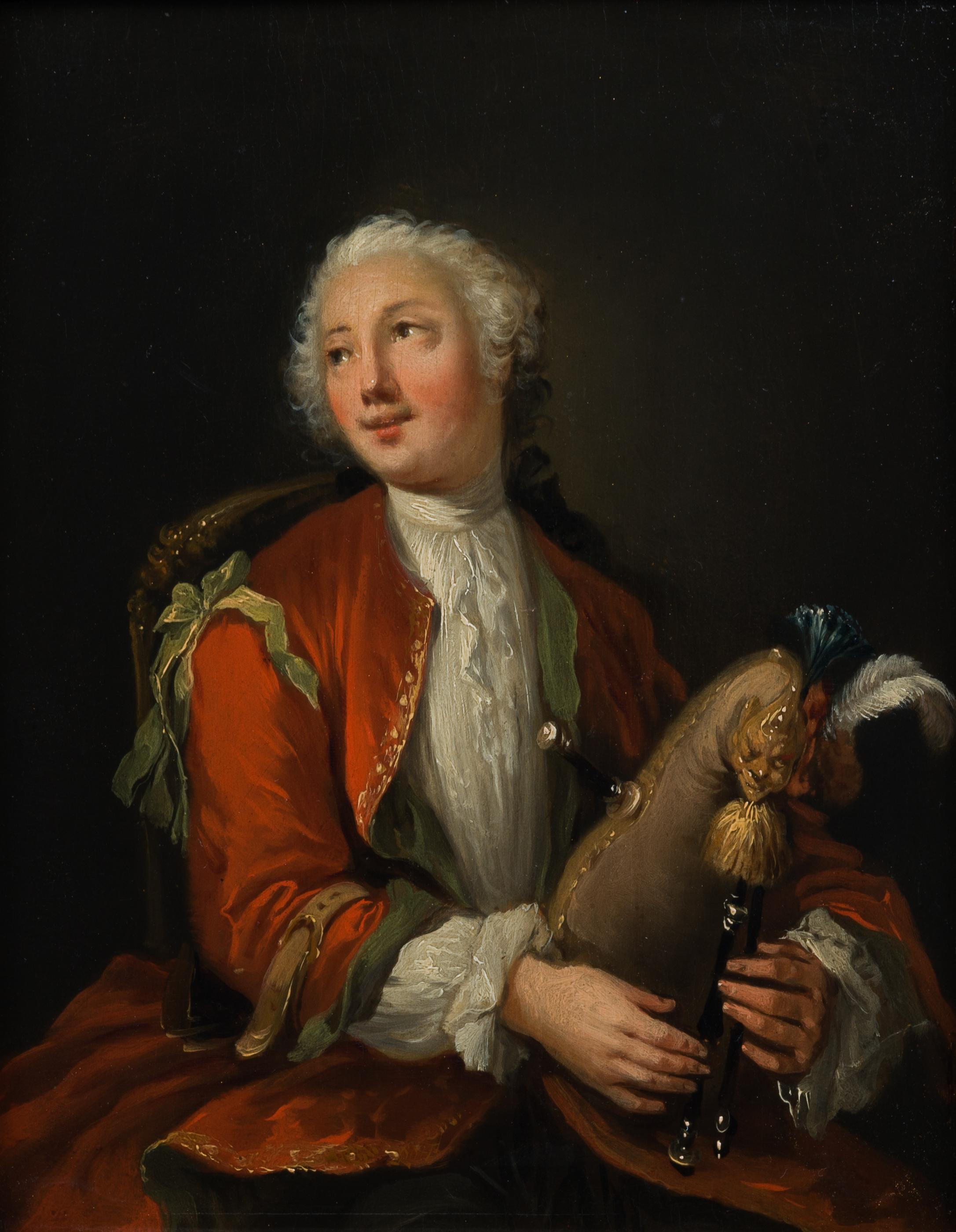 Porträt eines jungen Mannes mit Bagpipes, Anhänger von J.H. Tischbein der Ältere (Rokoko), Painting, von Johann Heinrich Tischbein the Elder