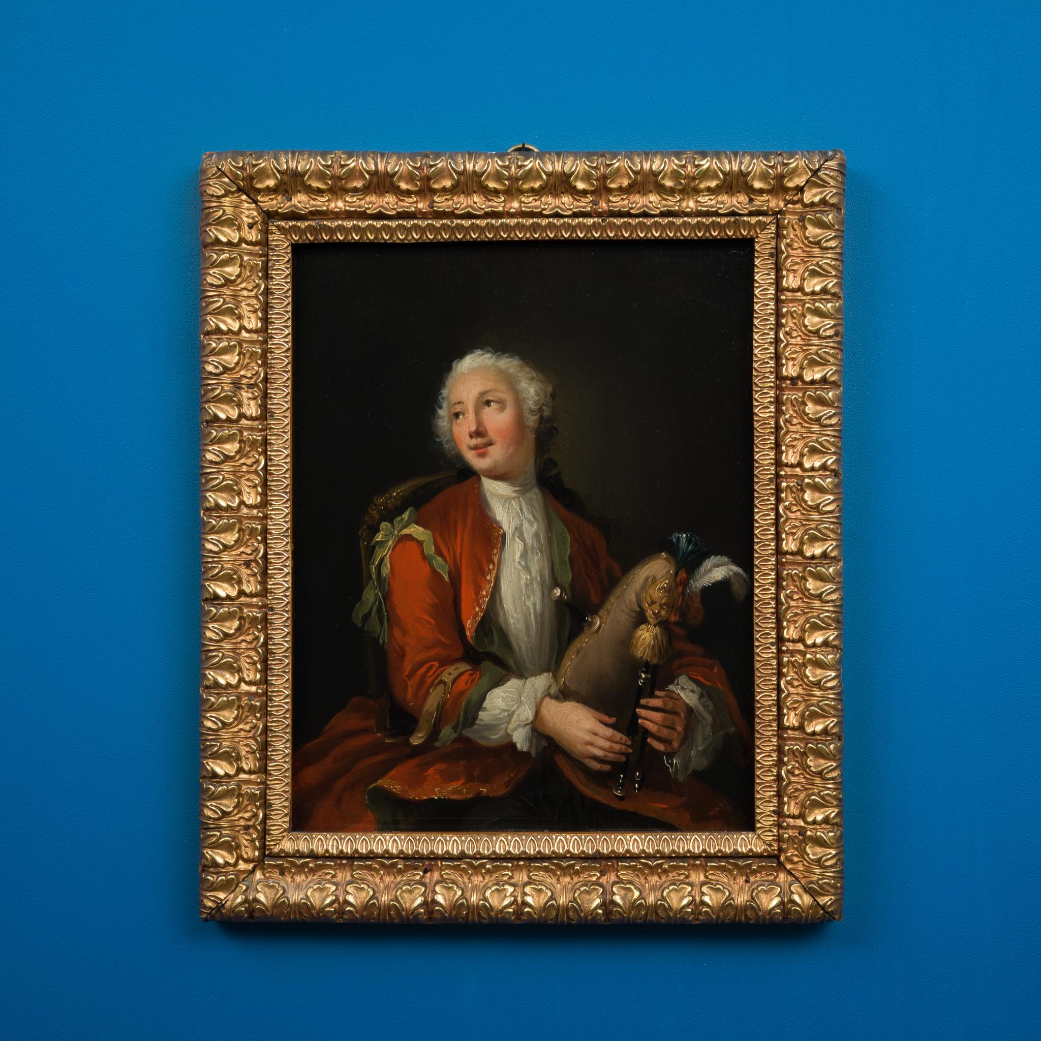 Porträt eines jungen Mannes mit Bagpipes, Anhänger von J.H. Tischbein der Ältere im Angebot 1