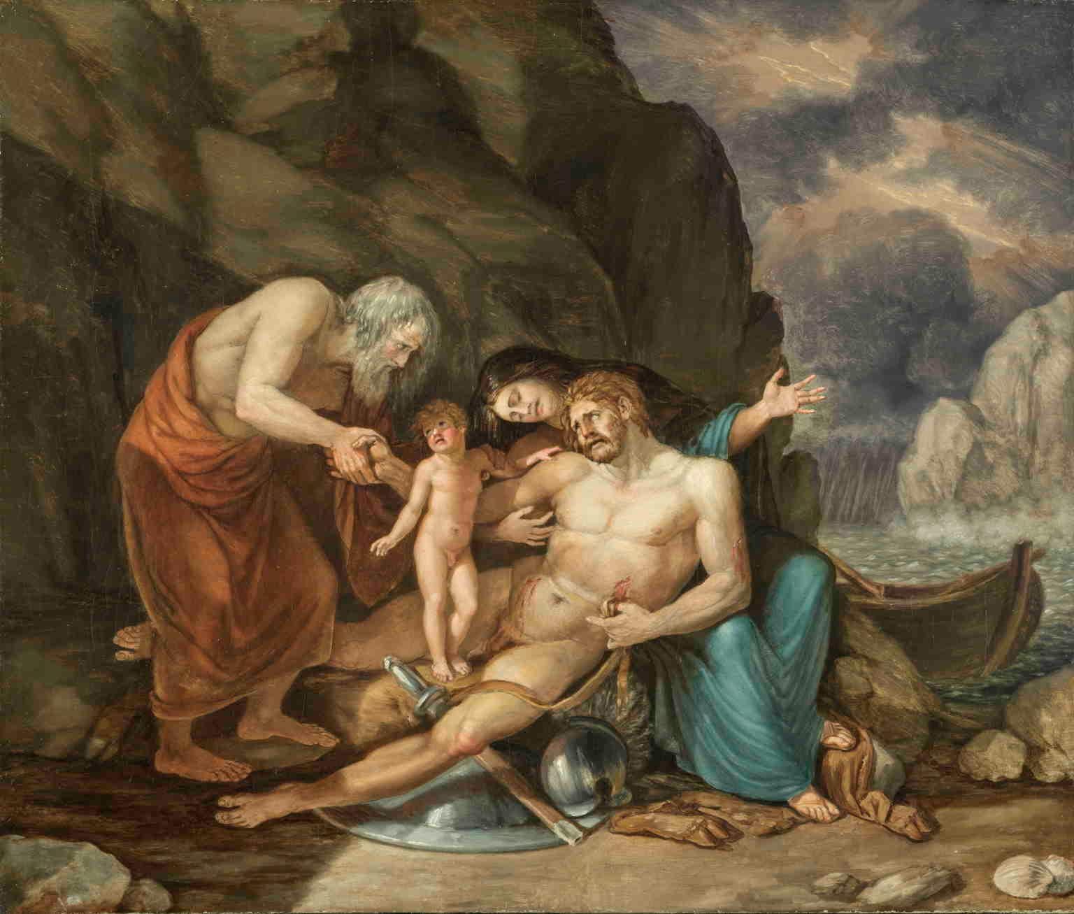 Tableau allemand Tischbein nu figuratif mythologie peinture à l'huile du 18ème siècle
