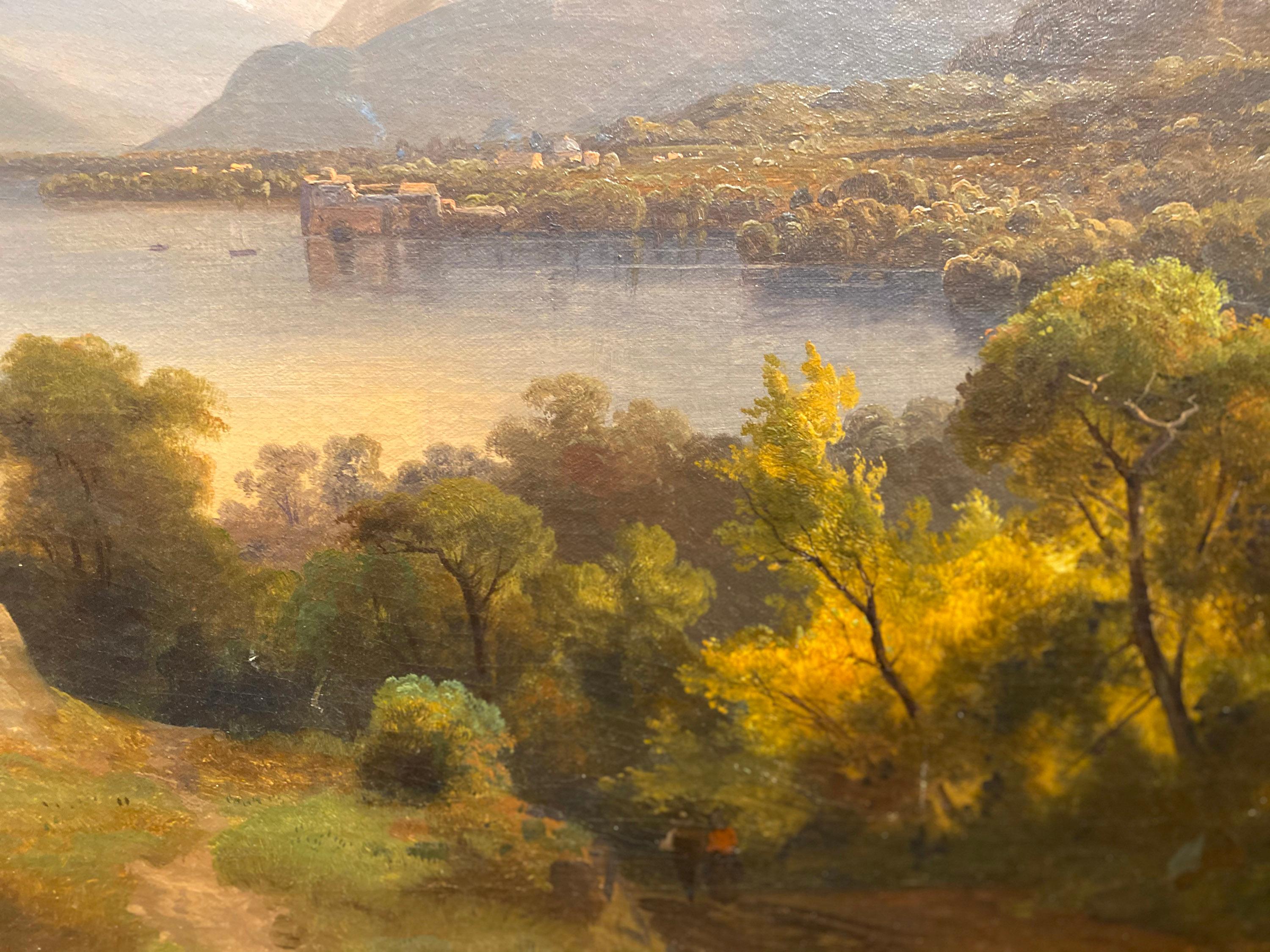 Sunset Along the River - Brown Landscape Painting by Johann Hermann Carmiencke