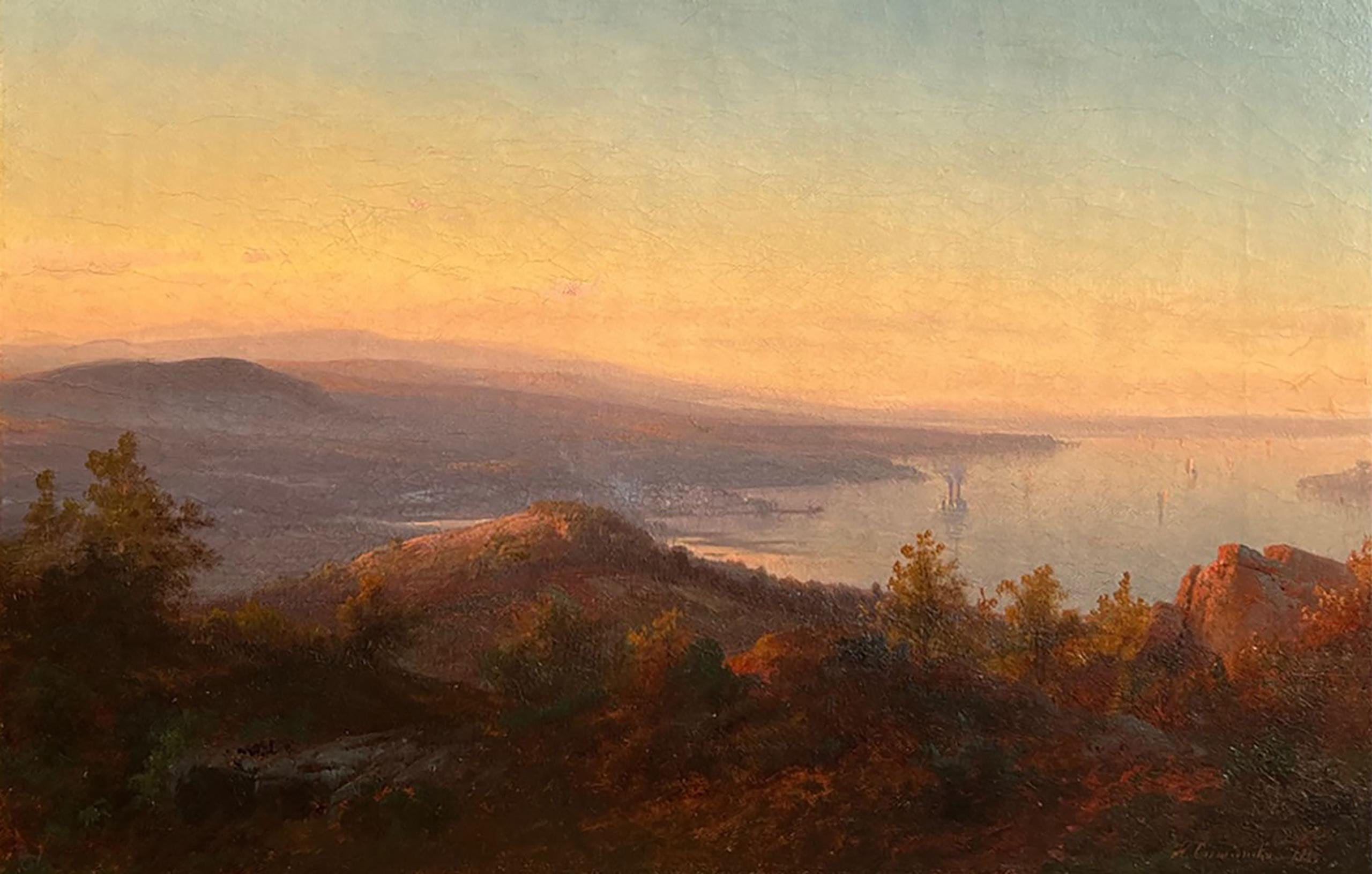 Hudson River Landscape, 1865 by Johann Hermann Carmiencke (American, 1810-1867) For Sale 1