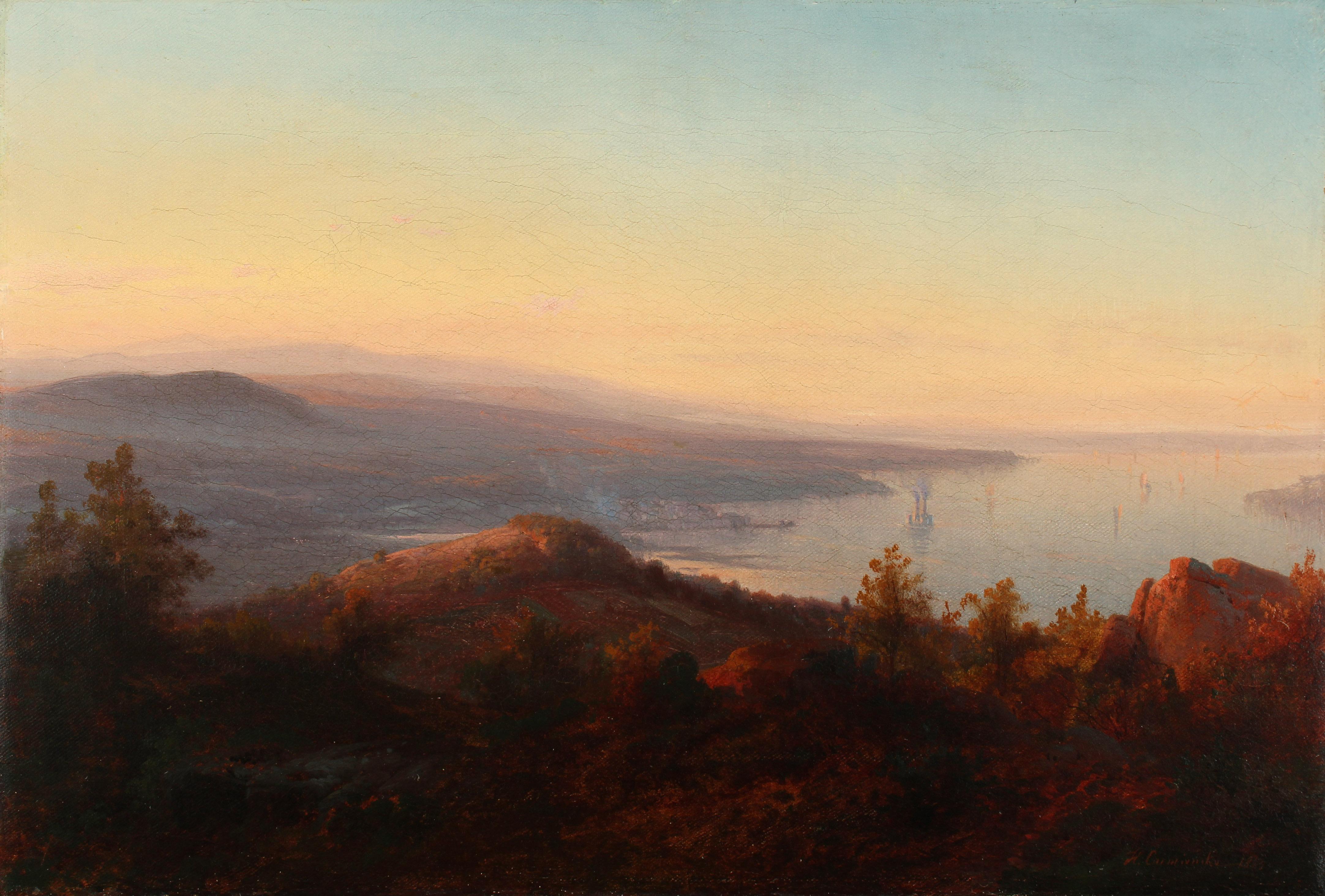 Paysage du fleuve Hudson de l'artiste américain Johann Hermann Carmiencke (1810-1867) en vente 1