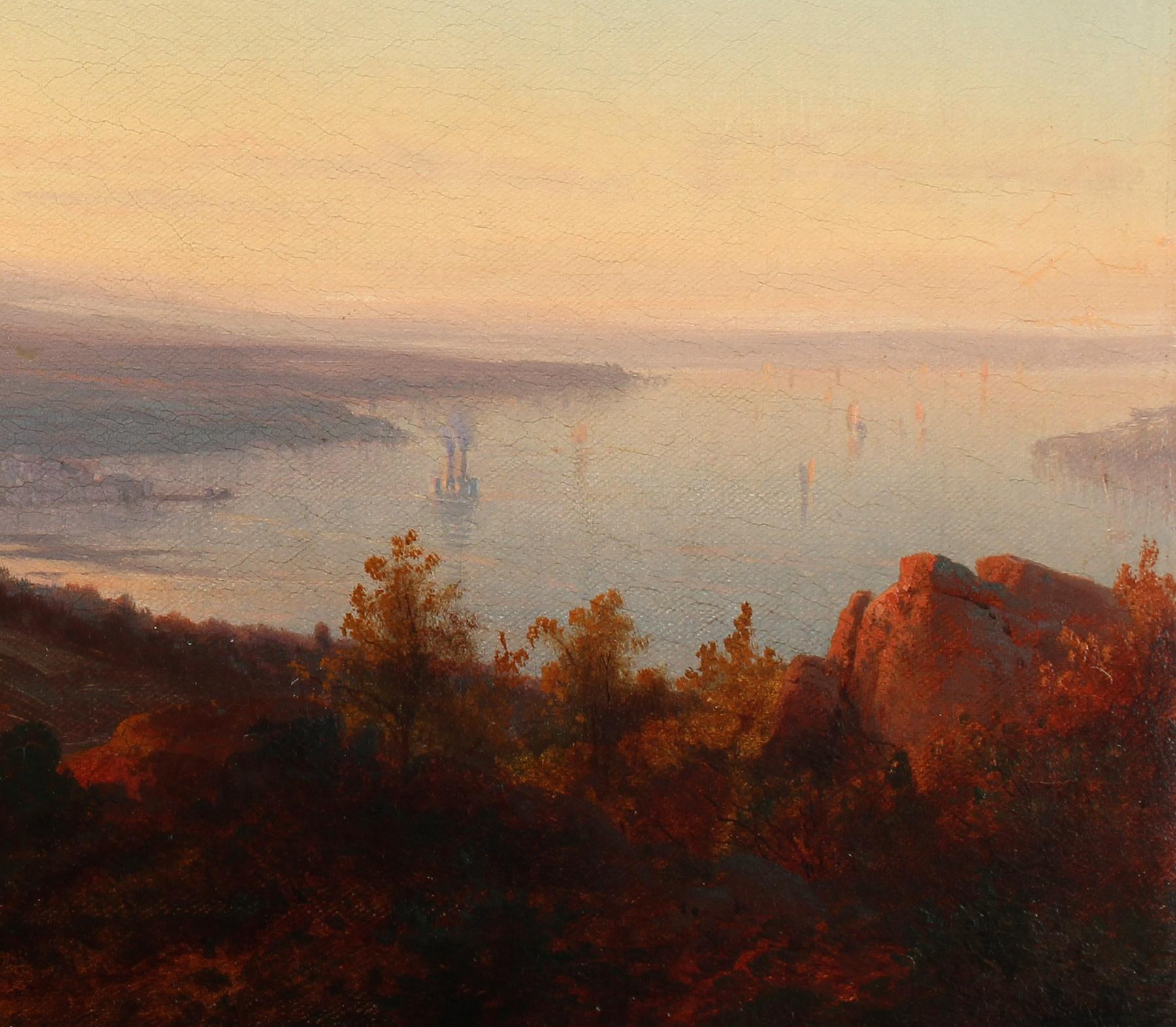 Paysage du fleuve Hudson de l'artiste américain Johann Hermann Carmiencke (1810-1867) en vente 2