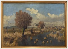 Johann Jacobsen (1883-1953) - Framed Early 20th Century Oil, Danish Riverscape