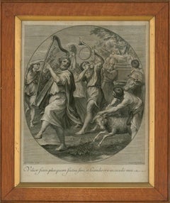 Antique Jakob Frey after Domenichino - 18th Century Engraving, The Triumph of David