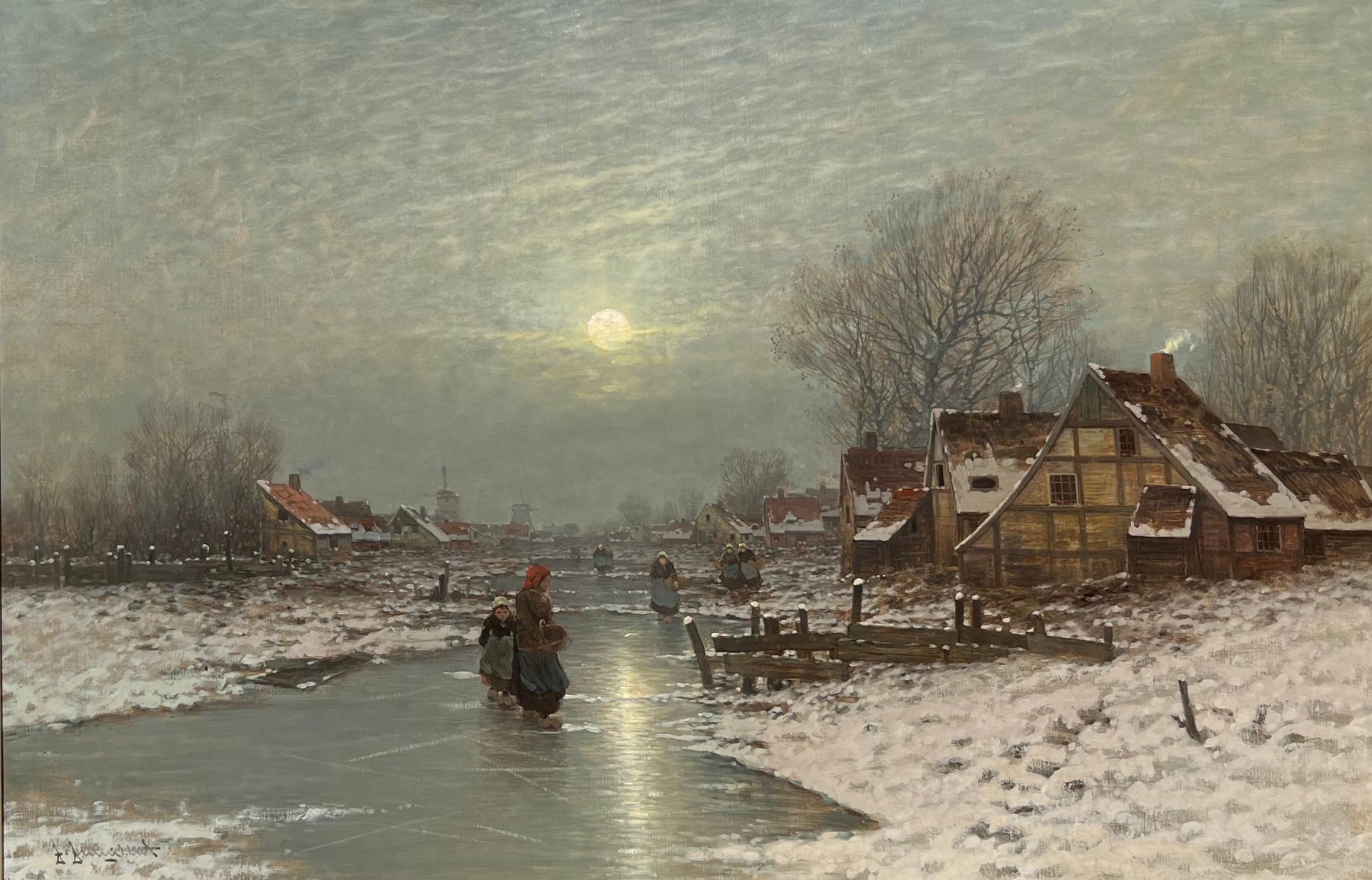 The Frozen Canal - Painting by Johann Jungblut