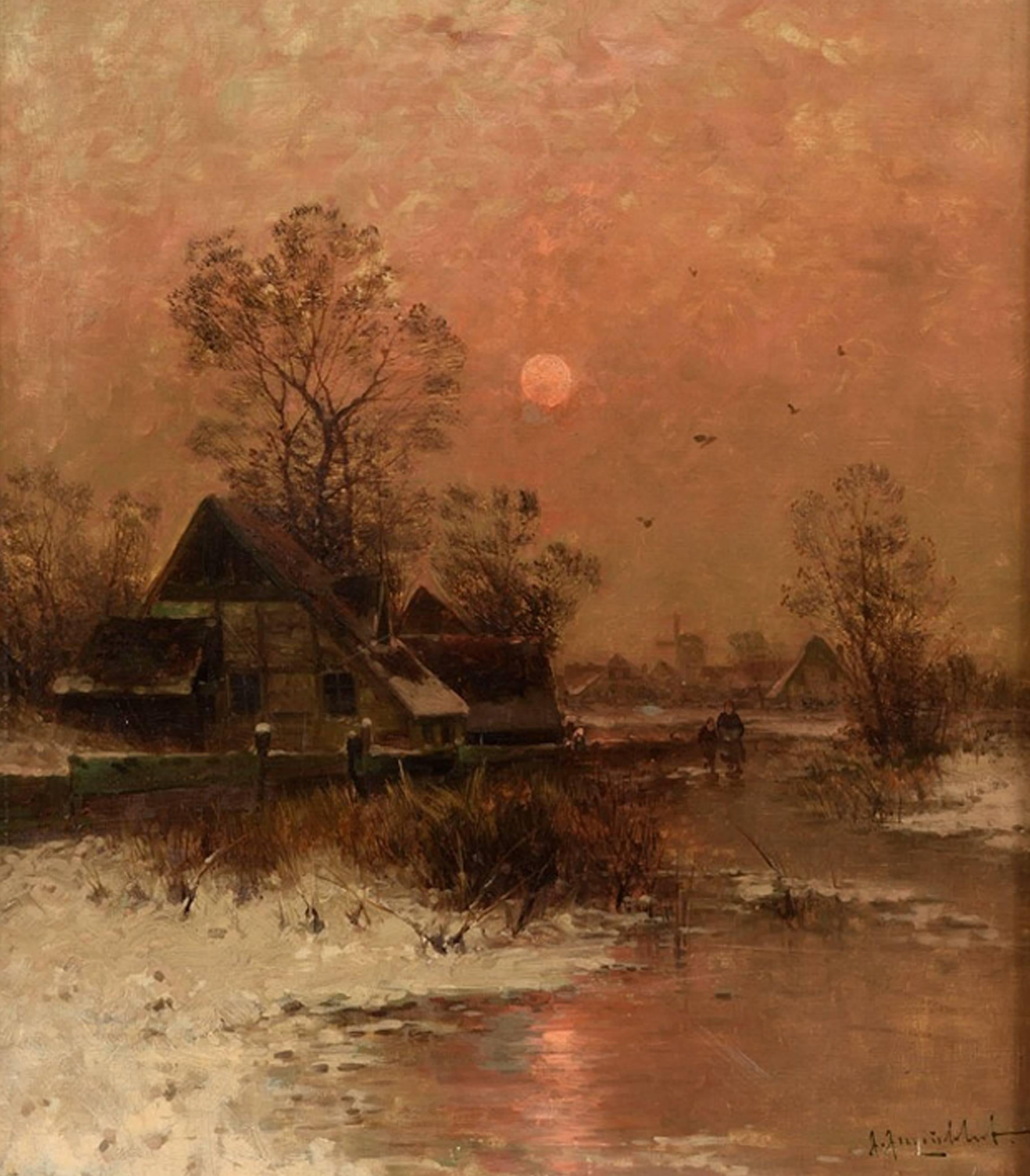 Winter Glow - Painting by Johann Jungblut
