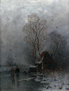 Paesaggio invernale con fiume ghiacciato / - La casa della malinconia