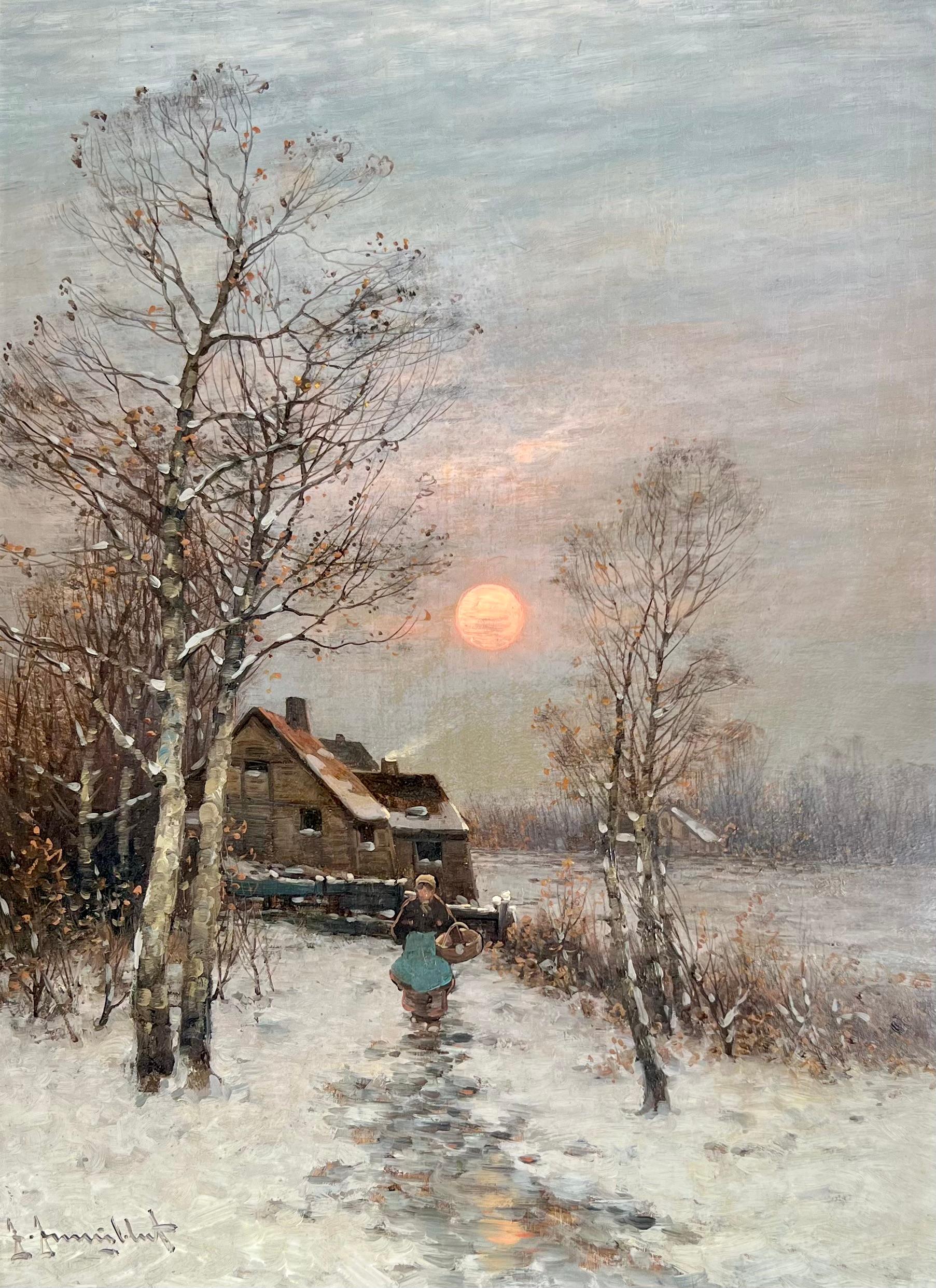 Johann Jungblut Landscape Painting - Winters Glow