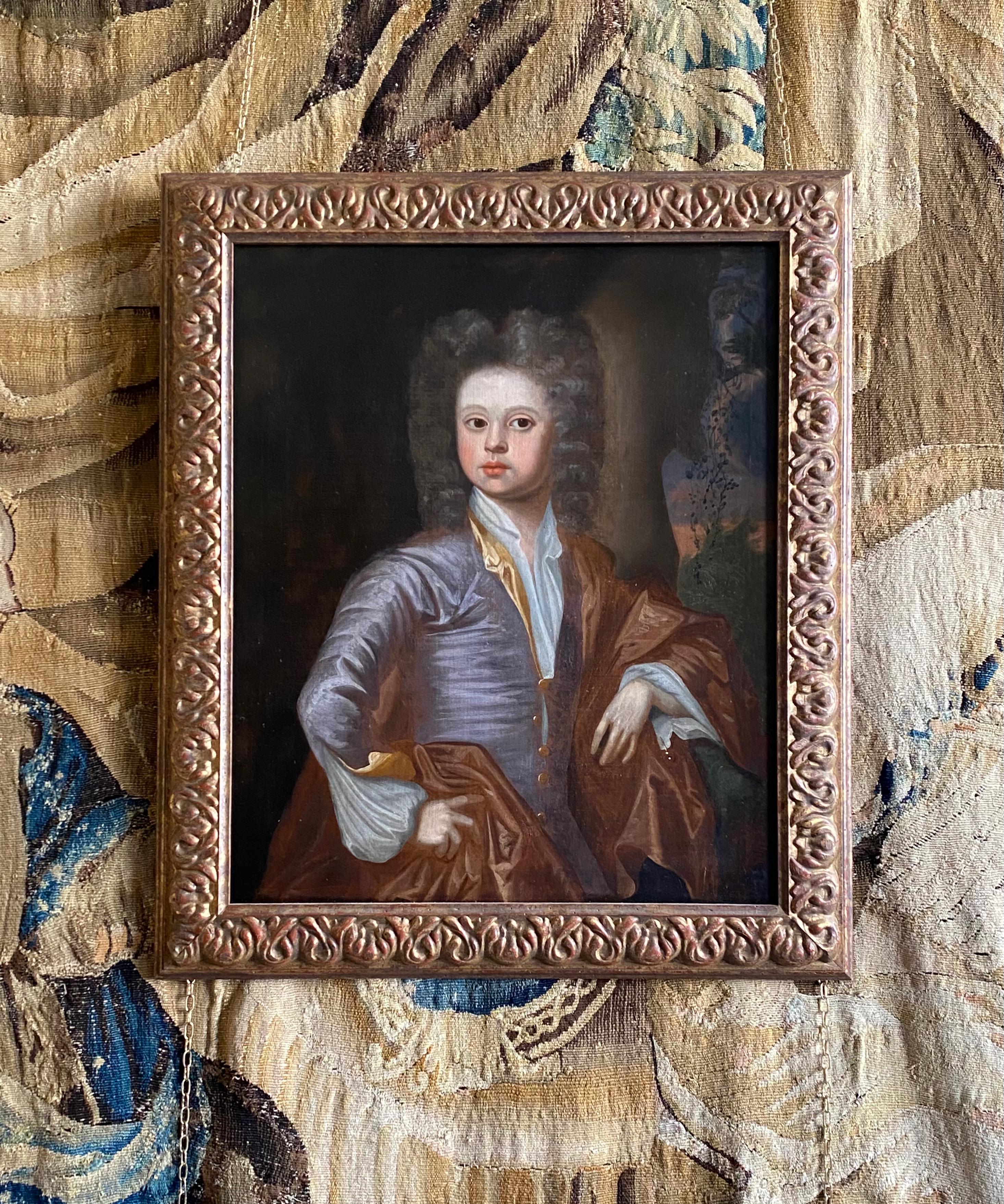 17TH CENTURY PORTRAIT OF A YOUNG GENTLEMAN C.1685 - CIRCLE OF JOHANN KERSEBOOM.
A decorative and desirable portrait of a young gentleman dating to c.1685, by an artist in the circle of Johann Kerseboom. The fashionable and expensively dressed young