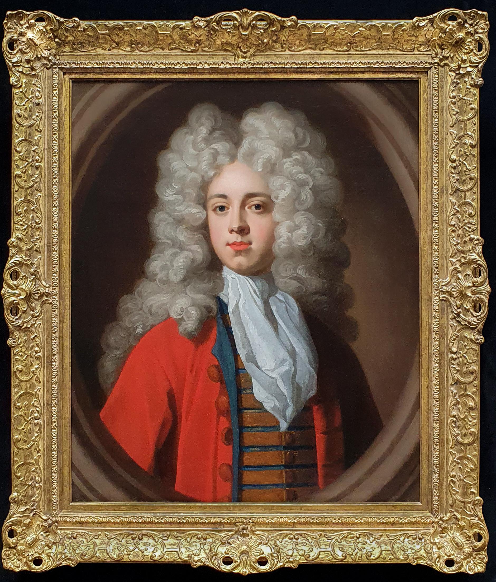 Johann Kerseboom Portrait Painting - Portrait of a Gentleman in Red Coat c.1700, Antique Oil Painting, Kerseboom