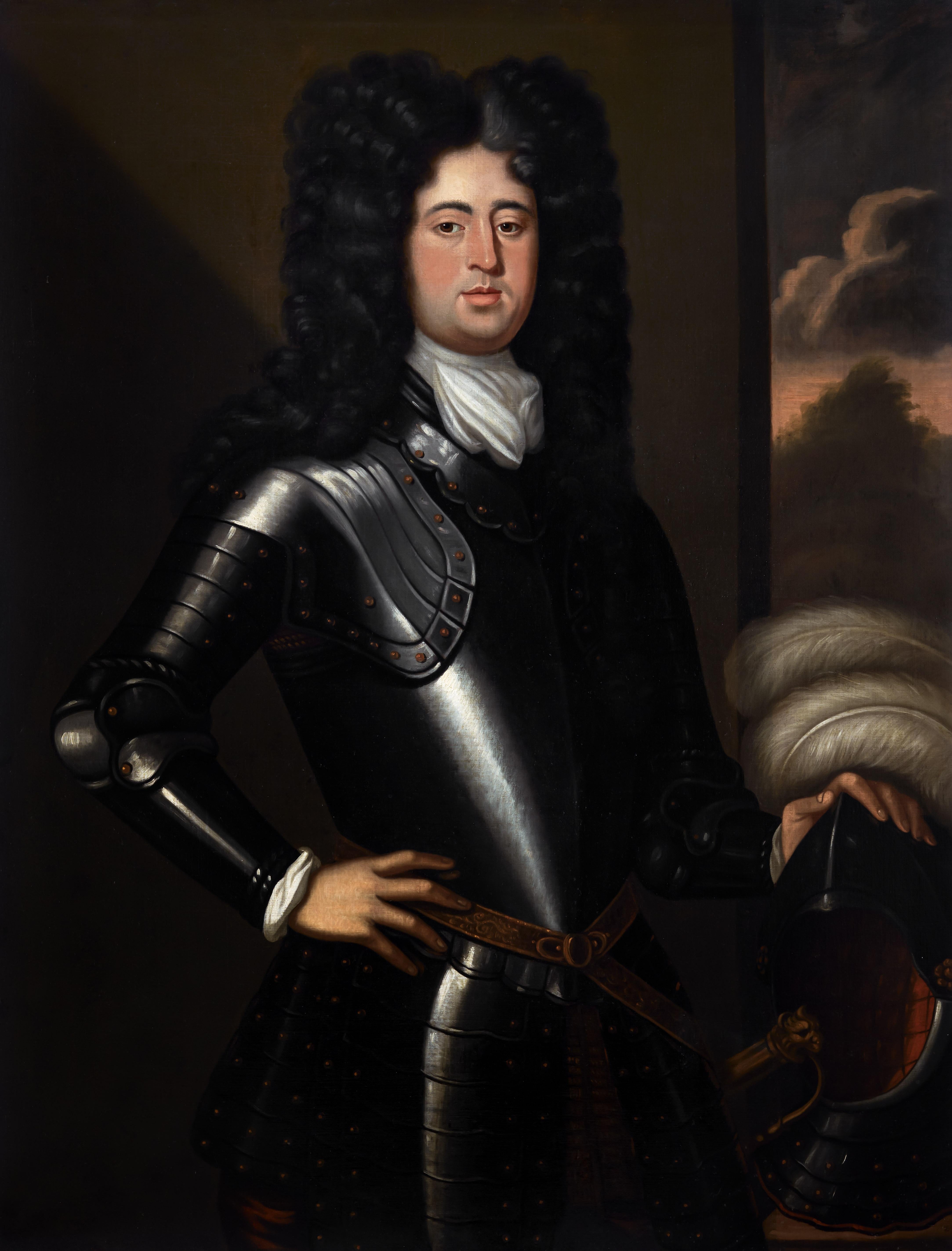 Portrait de gentleman en armure par Table & Helmut vers 1685 Provenance aristocratique en vente 3