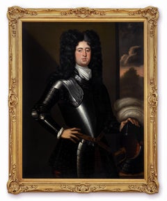 Portrait of Gentleman in Armour by Table & Helmut c.1685 Aristocratic Provenance