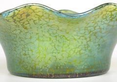 Johann Loetz Witwe Green Papillon Large Iridescent art Glass Bowl
