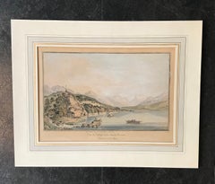 Veduta del villaggio e del lago di Brientz di Johann Ludwig Aberli - Incisione 30x42