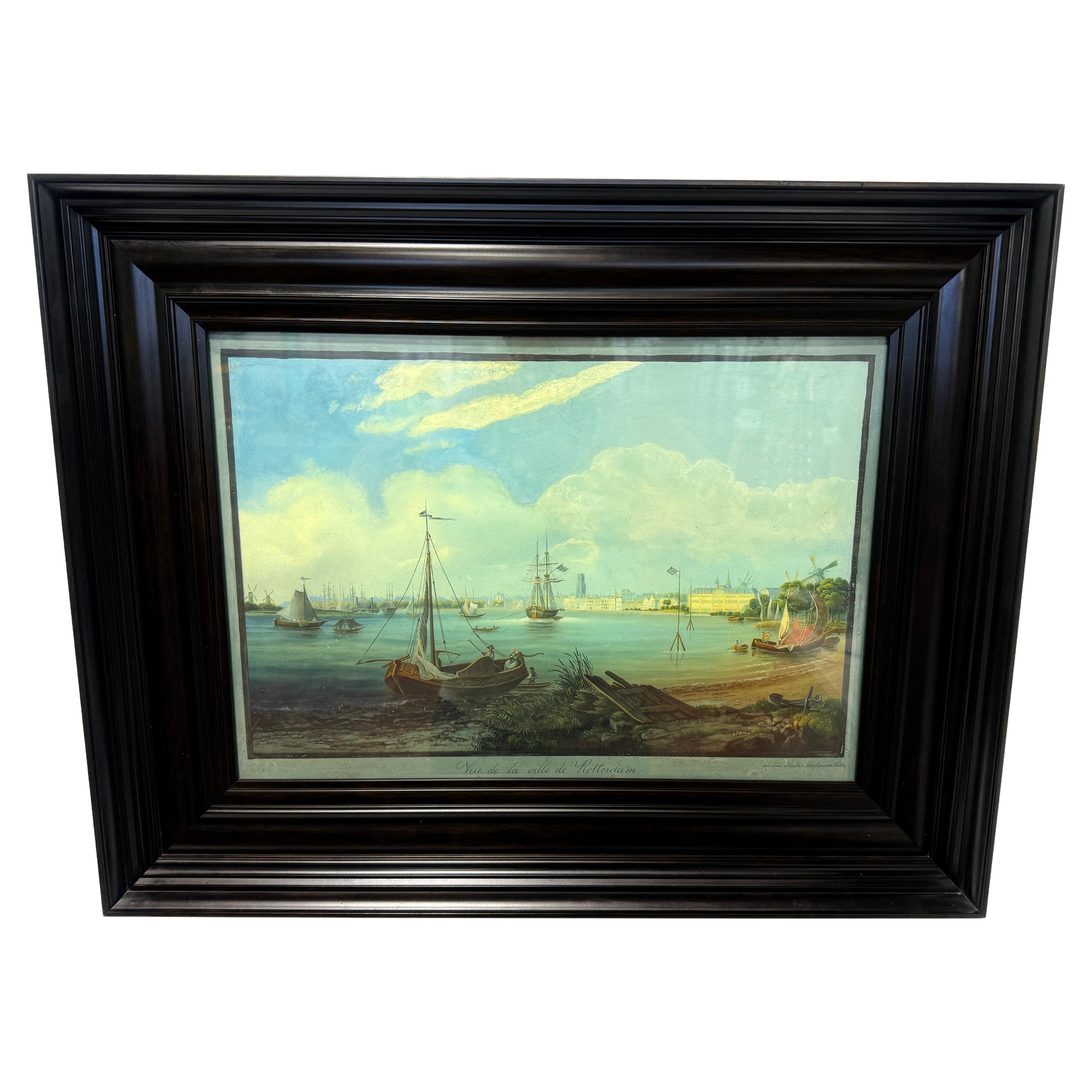 Johann Ludwig Bleuler (1792-1850) Vue De La Ville De Rotterdam - Gouache 19th C.