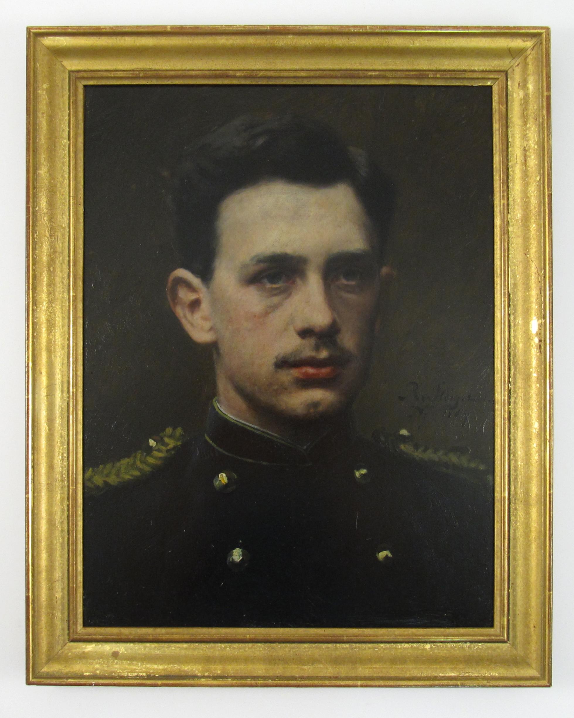 Robert von Steiger (1856-1941) Porträt des niederländischen Offiziers A. v. Steiger 1884 Holland – Painting von Johann Ludwig Robert von Steiger