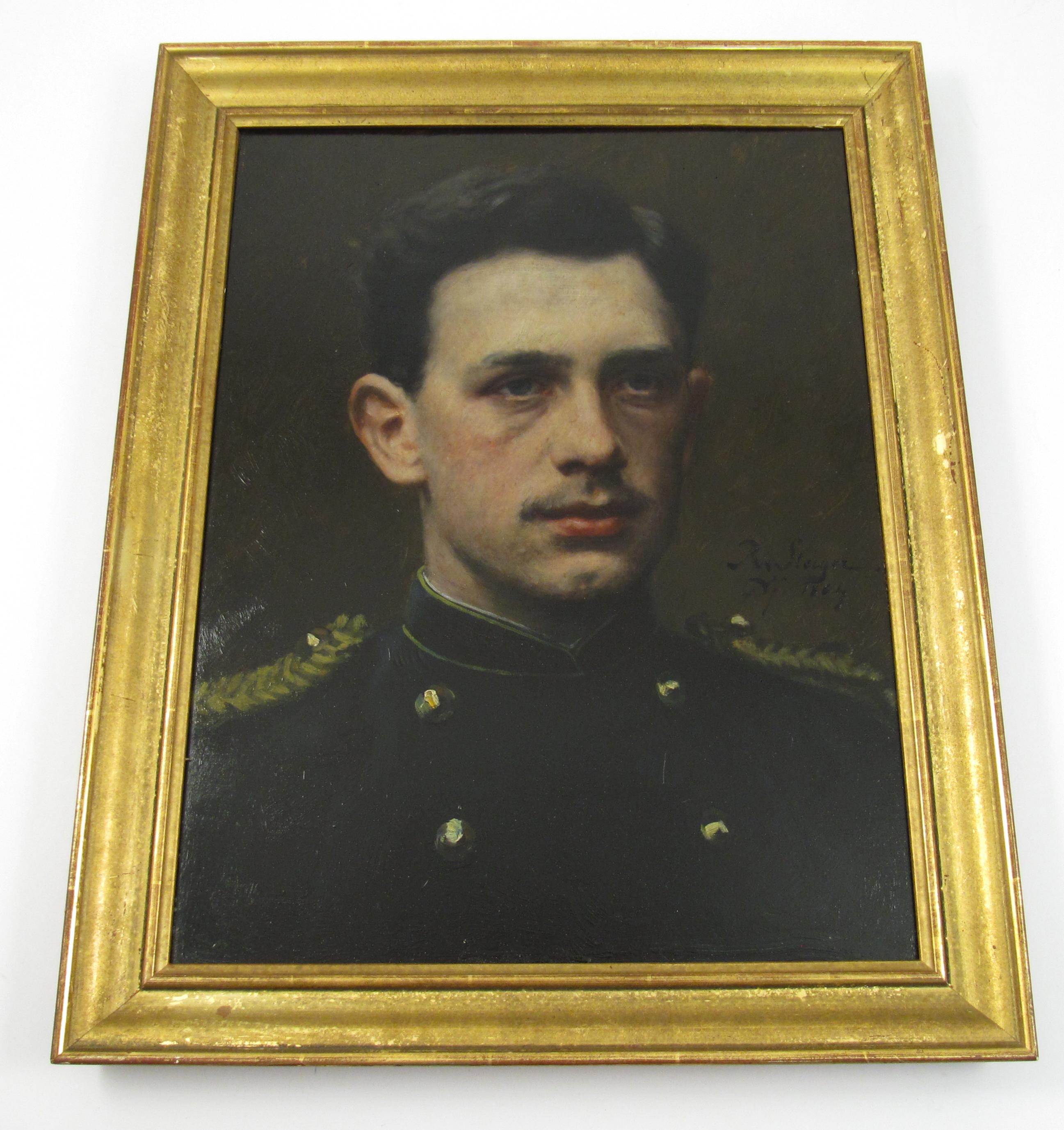 Robert von Steiger (1856-1941) Porträt des niederländischen Offiziers A. v. Steiger 1884 Holland (Viktorianisch), Painting, von Johann Ludwig Robert von Steiger