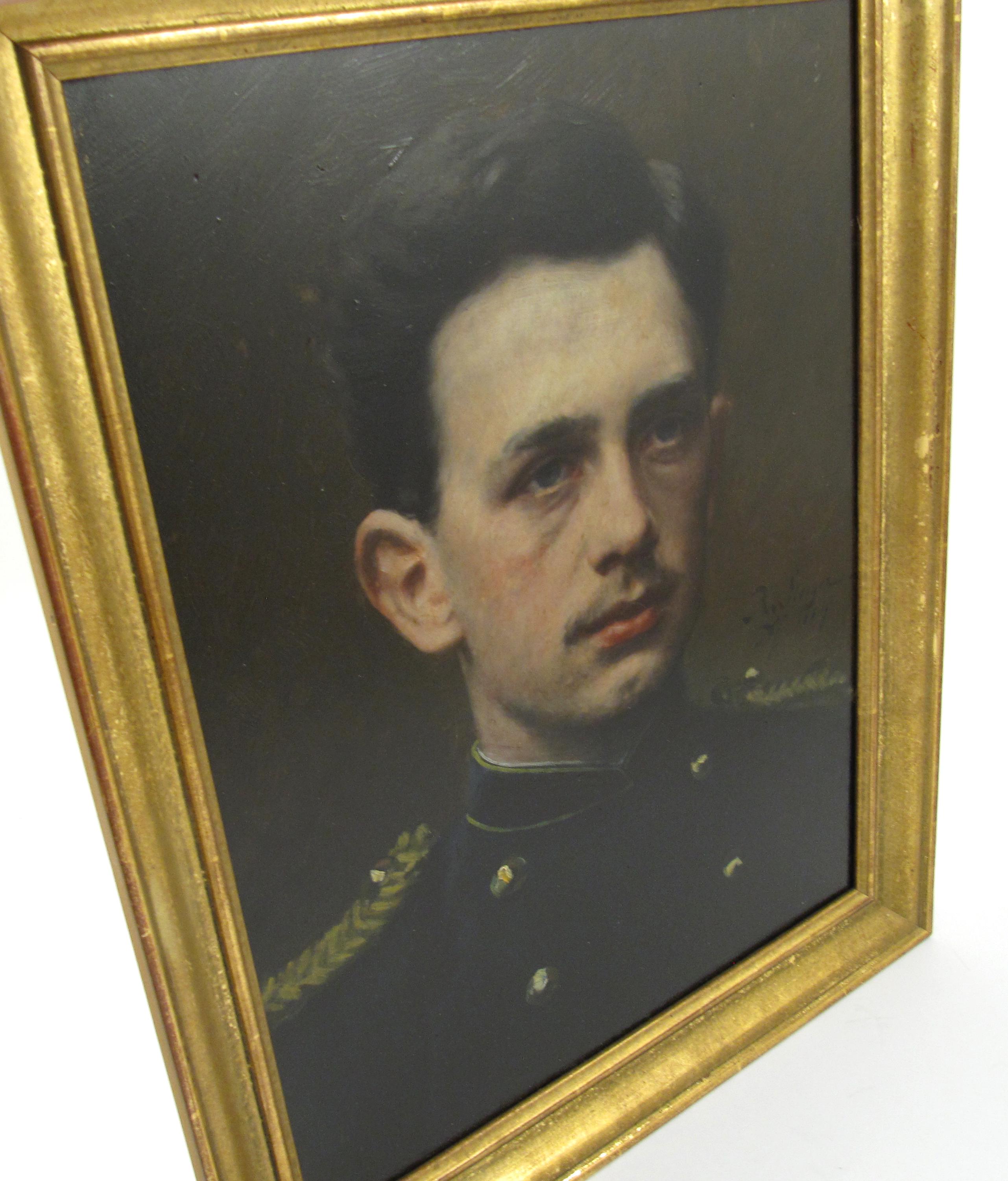 Robert von Steiger (1856-1941) Porträt des niederländischen Offiziers A. v. Steiger 1884 Holland im Angebot 1
