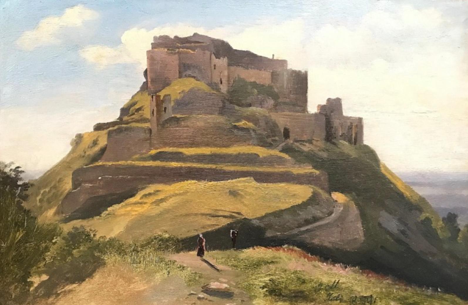 Johann Mali Landscape Painting - Hochburg Castle, Baden-Wurttemberg, 19th Century German Landscape