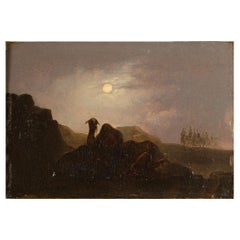 Johann Mongels Culverhouse (olandese, 1820 - 1891) "Cammello con la luna piena".