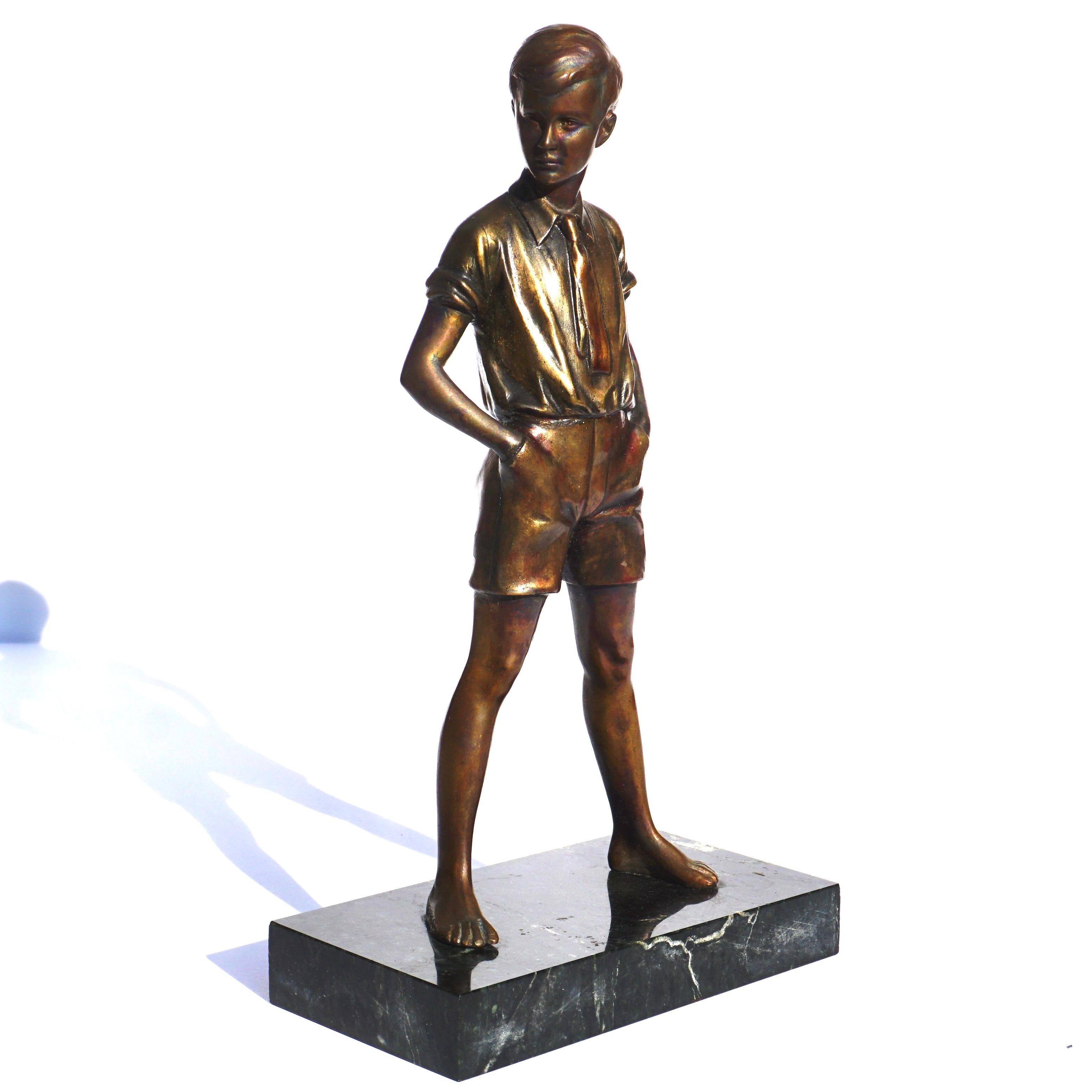 Art Deco Johann Philipp Ferdinand Preiss Polychromed Bronze “Sonny Boy”
