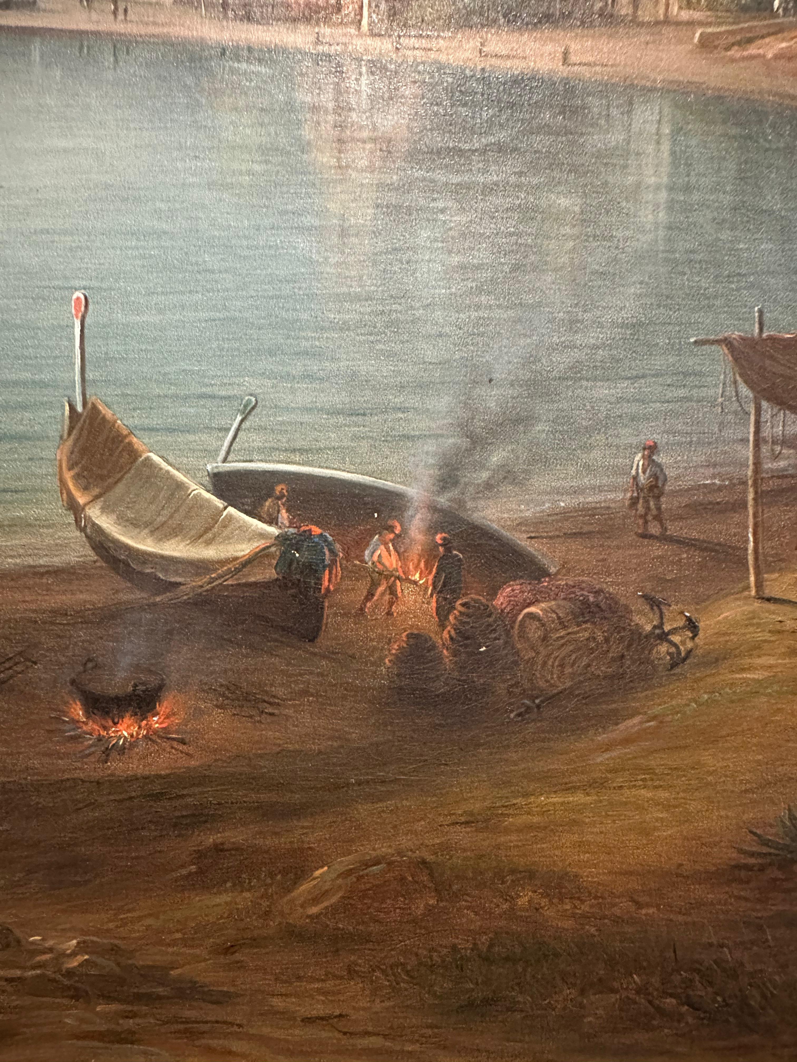 Paysage près de Naples avec vue sur le Vésuve - Académique Painting par Johann Rudolf Buhlmann 