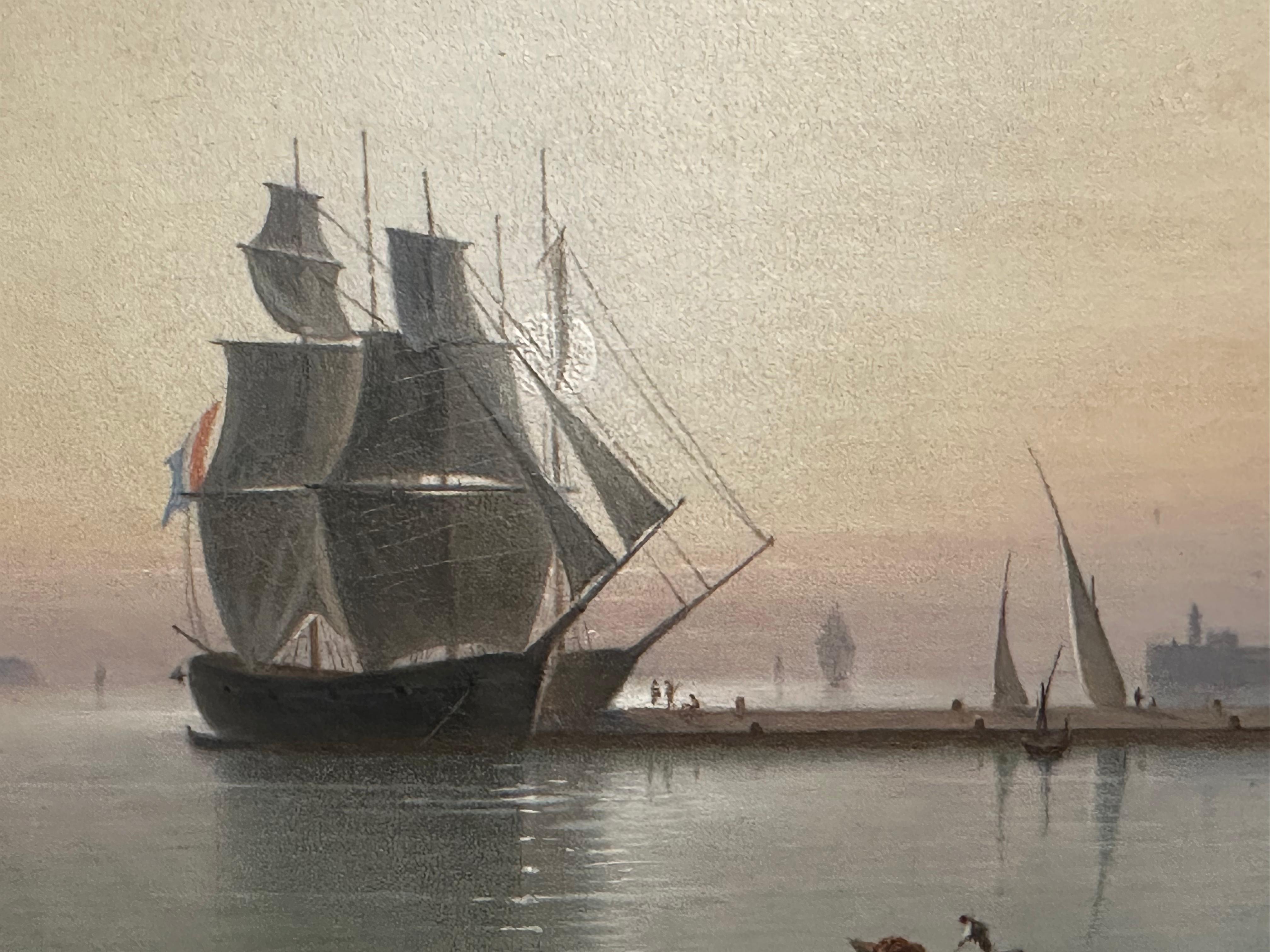 Paysage près de Naples avec vue sur le Vésuve - Marron Landscape Painting par Johann Rudolf Buhlmann 