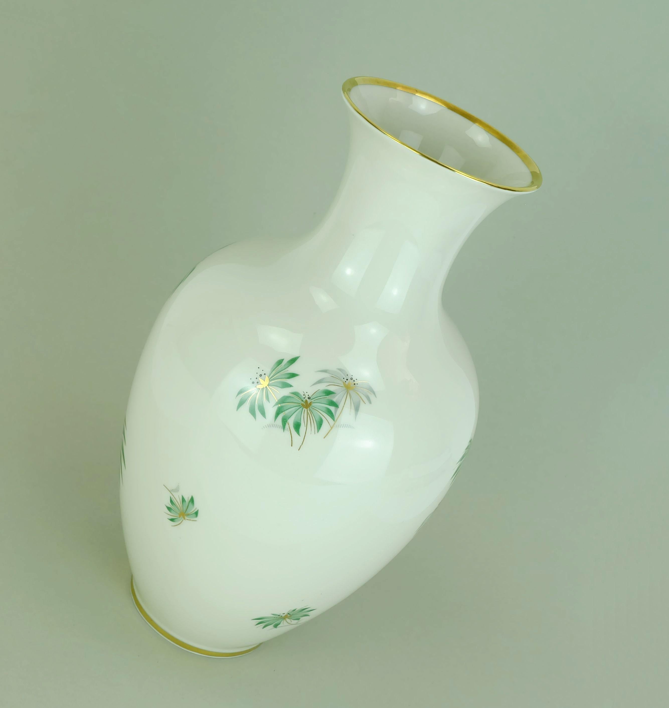 Mid-Century Modern johann seltmann mid century porcelain VASE with outstanding floral decor 1950s For Sale