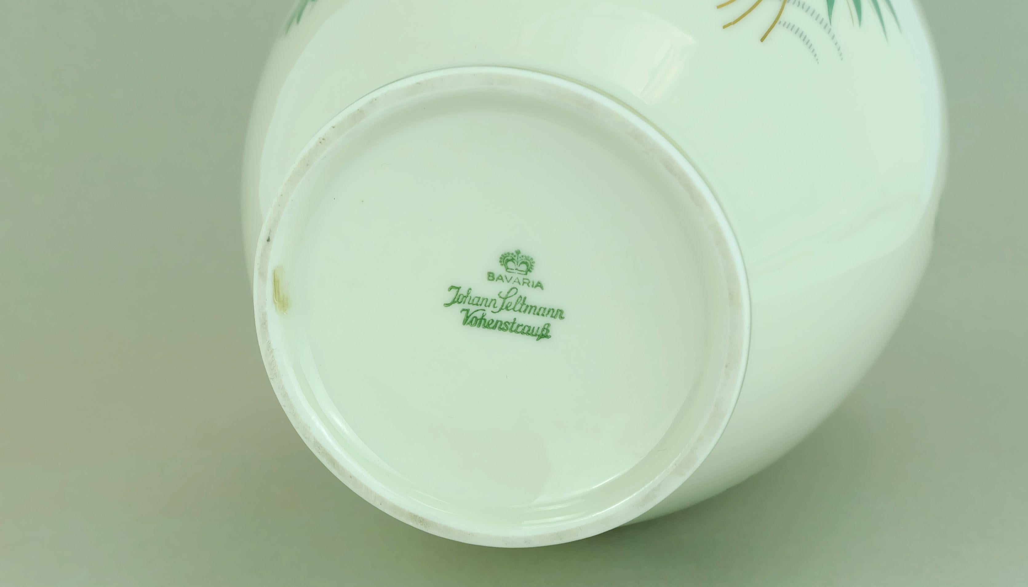 johann seltmann mid century porcelain VASE with outstanding floral decor 1950s For Sale 1