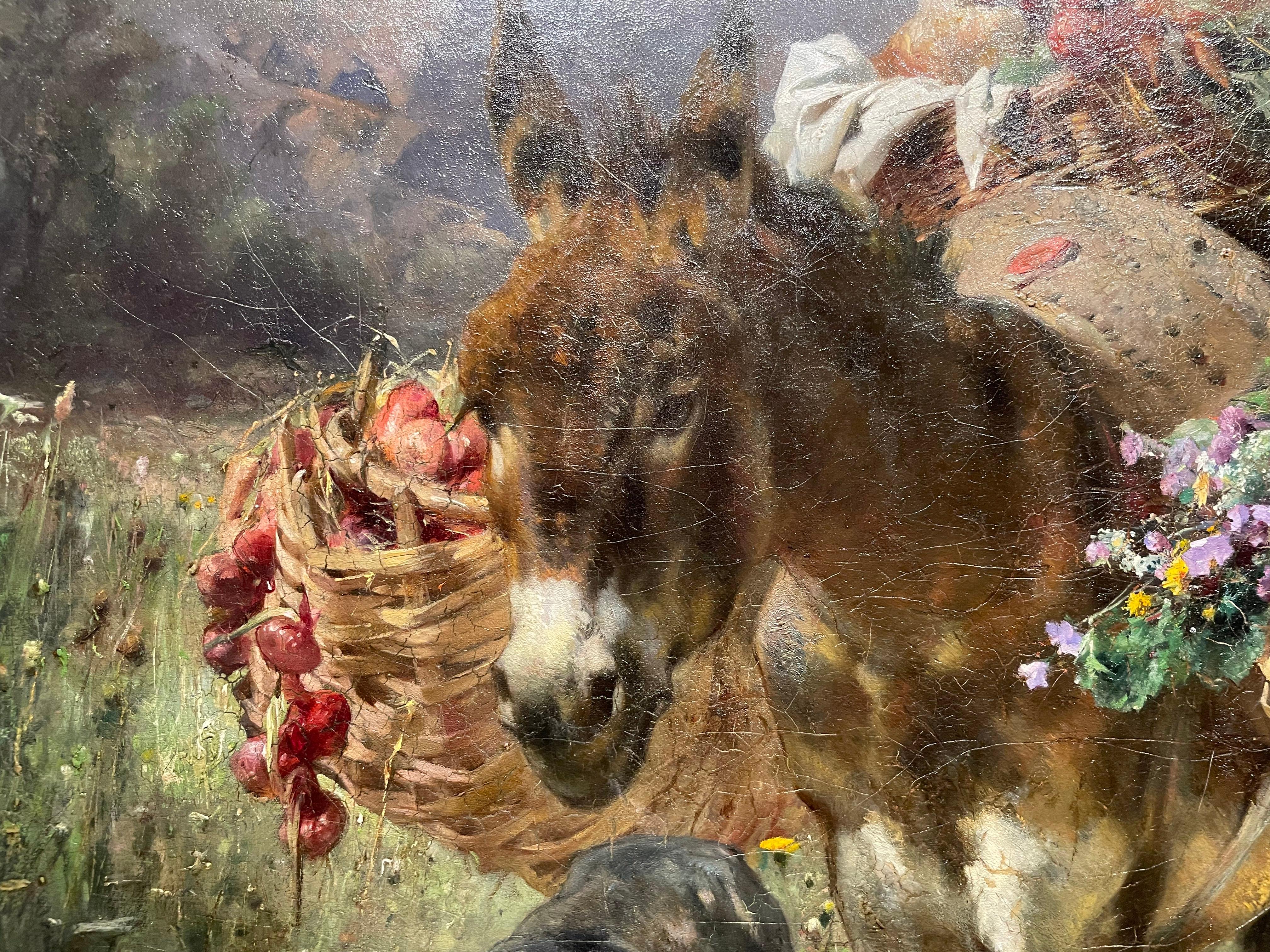 Plethora, Mid-19th Century Austrian Landscape Scene with Woman and Animals For Sale 7