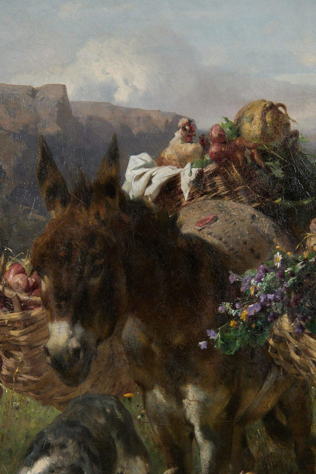 Johann Till II (Austrian, 1827-1894)
Plethora, c. 1860
Oil on canvas
Signed lower right
47.5 x 35.5 inches
54.5 x 43 inches, framed

Johann Till the Younger trained in Vienna under his father Johann Till the elder (1800-1889).  His father’s