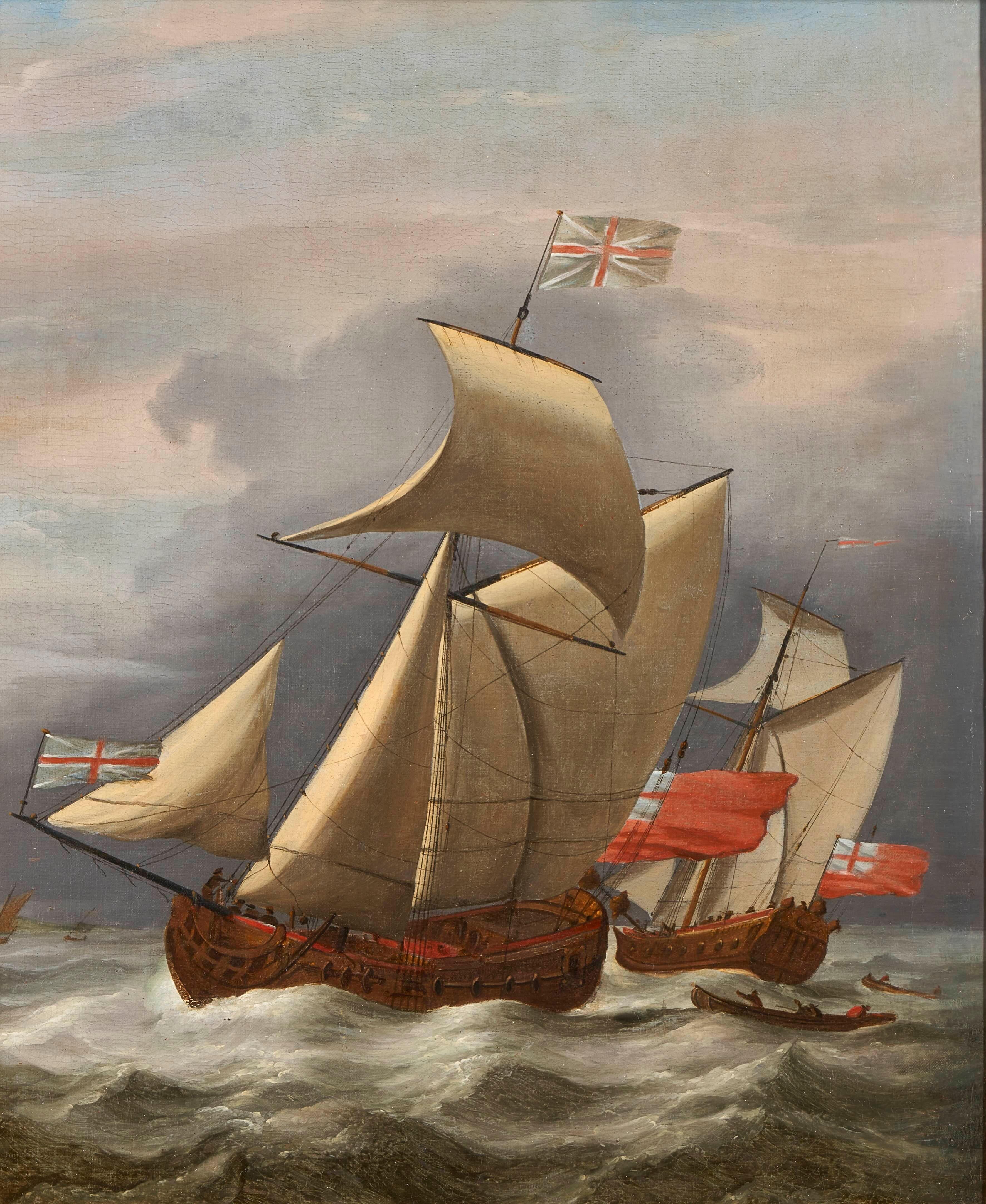 Royal Yacht à gréement serré - Painting de Johann van der Hagen