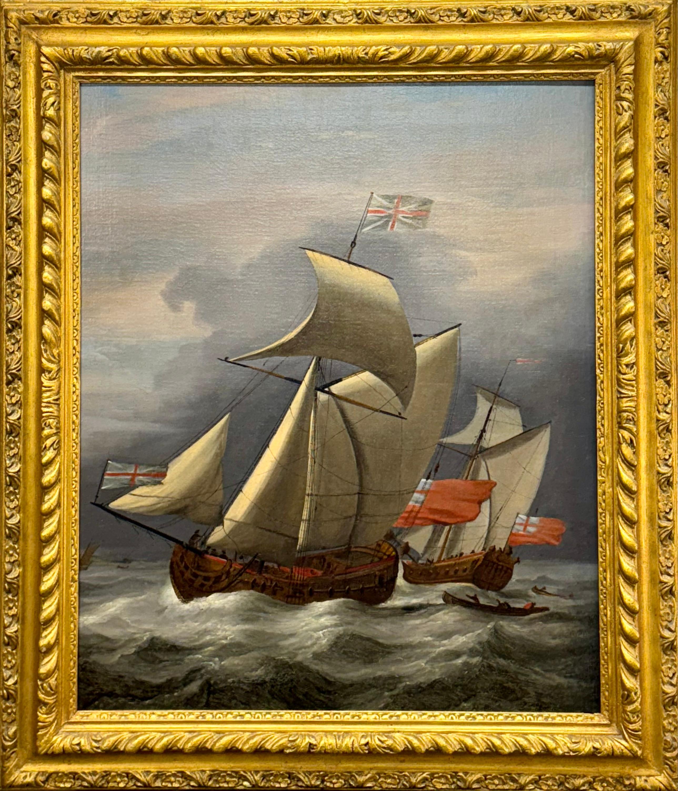 Royal Yacht à gréement serré - Maîtres anciens Painting par Johann van der Hagen