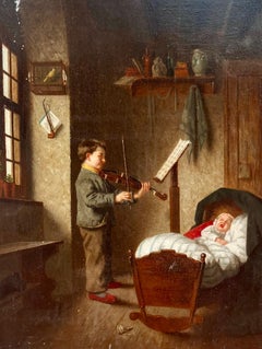 Suonare il violino per il fratellino