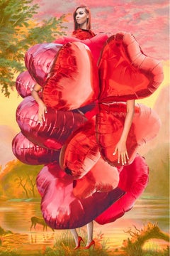 Assiette 396 de Johanna Goodman - Valentine, imprimé numérique, cœurs, ballons