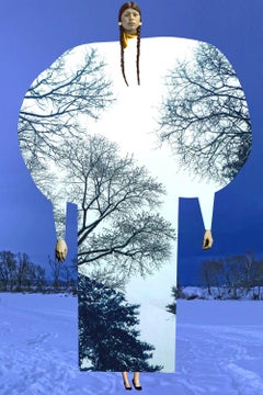 Servierplatte Nr. 324 – Winter, Druck, Landschaft, Bäume, Nacht, Arktis, Porträt