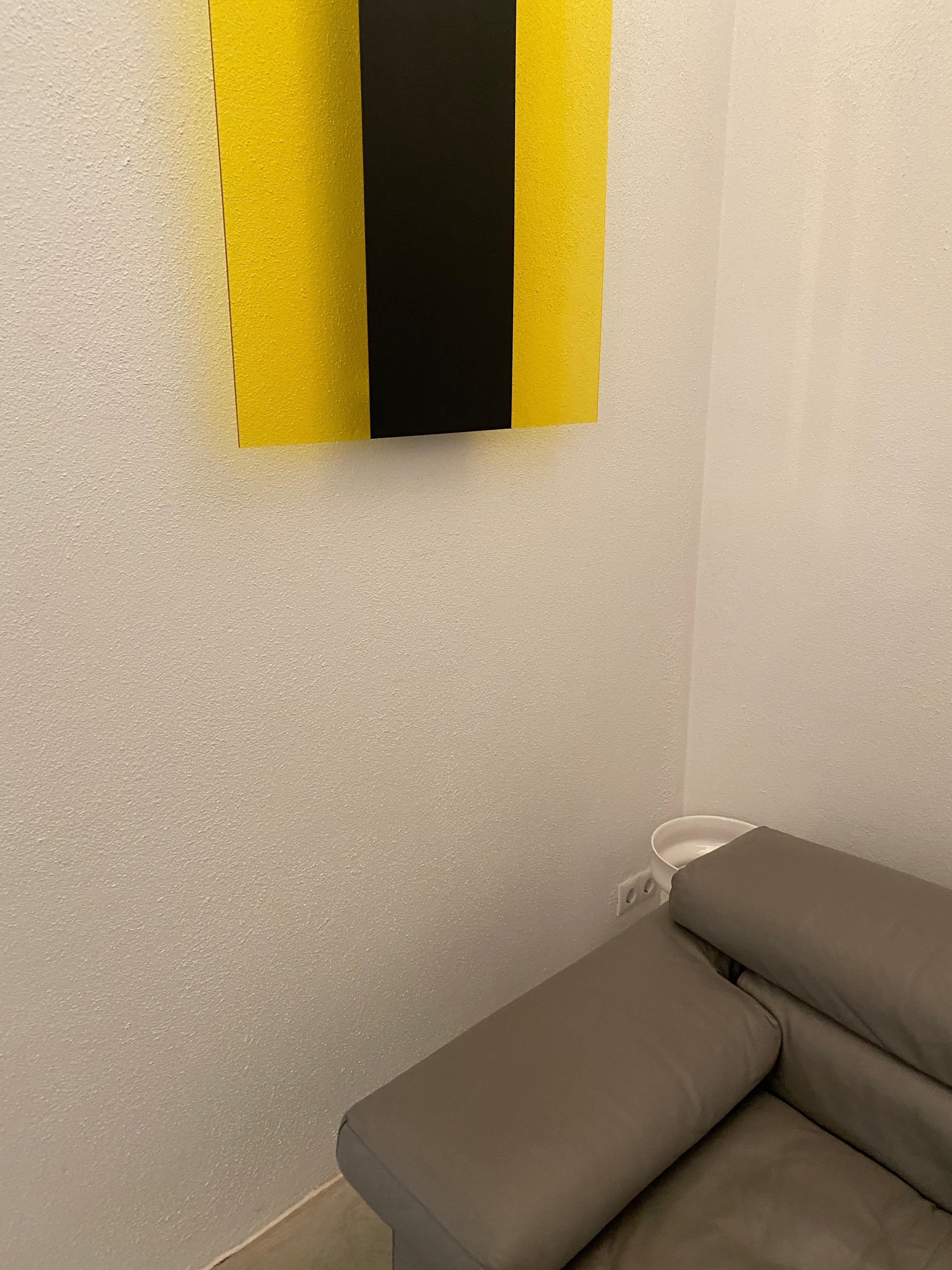 Post-Modern Johanna Grawunder Memphis Large Yellow Black Light Wall Lamps (4), Italy 1989 For Sale