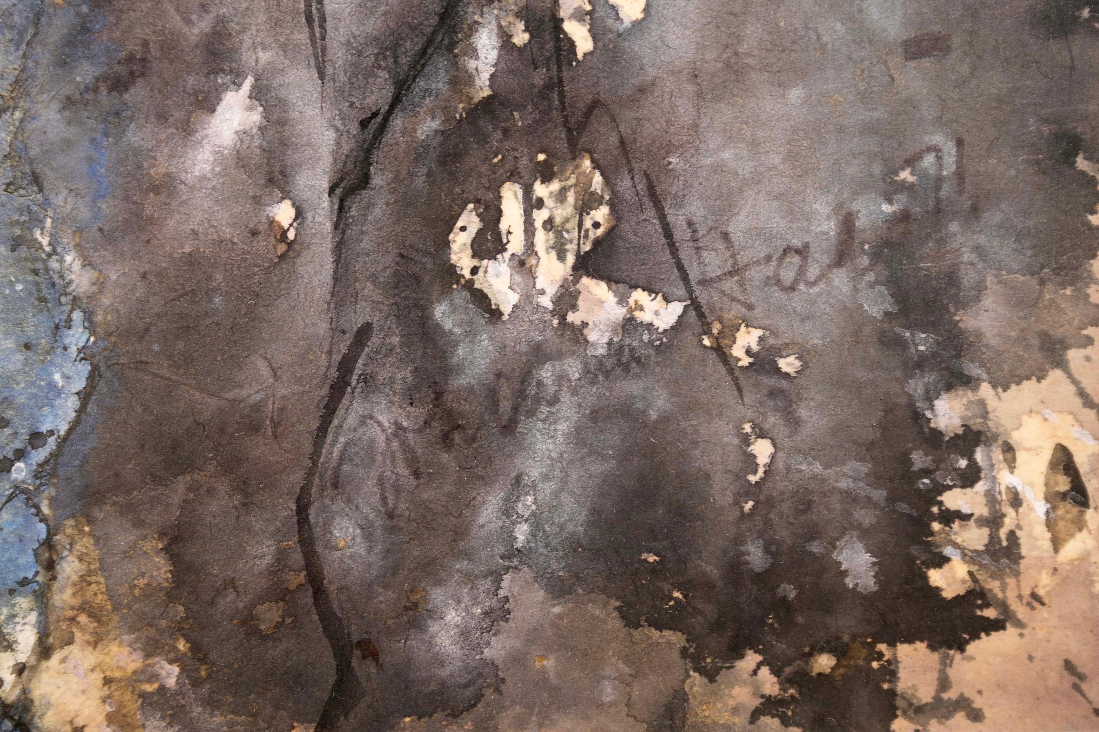 Johanna Haas Signiertes modernes abstraktes Gemälde in Mischtechnik auf Papier, Johanna Haas, 1971, gerahmt im Angebot 3