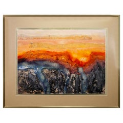 Johanna Haas Signed Modern Abstract Mixed-Media Watercolor On Paper 1971 Framed