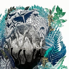 "Corona de coyotes" (2024), Collage, Impresión, Acrílico, Pintura a lápiz de color