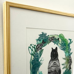 "Nature Bear Wreath" (2024), Collage, Print, Acrylic, Colored Pencil Painting