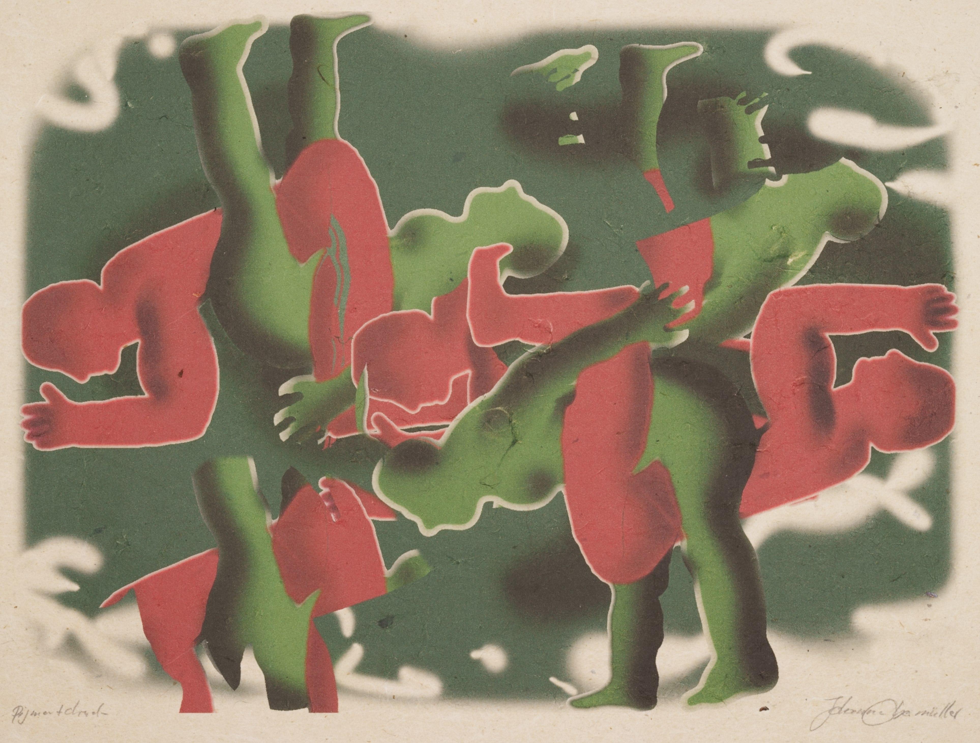 Johanna Obermüller Figurative Print - Intertwined Figures - Complementary tension -