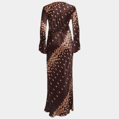 Johanna Ortiz Brown Voragine Abstract Print Silk Maxi Dress S