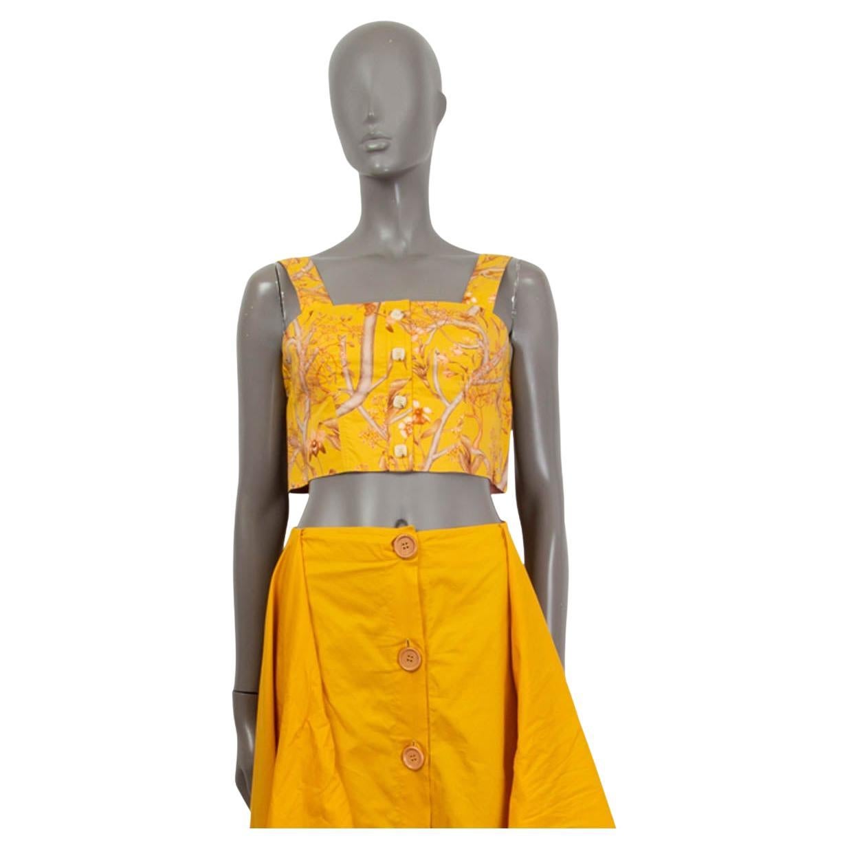 JOHANNA ORTIZ curry yellow cotton ROMANTIC TRAVELS CROP TOP Shirt 0 XXS For Sale