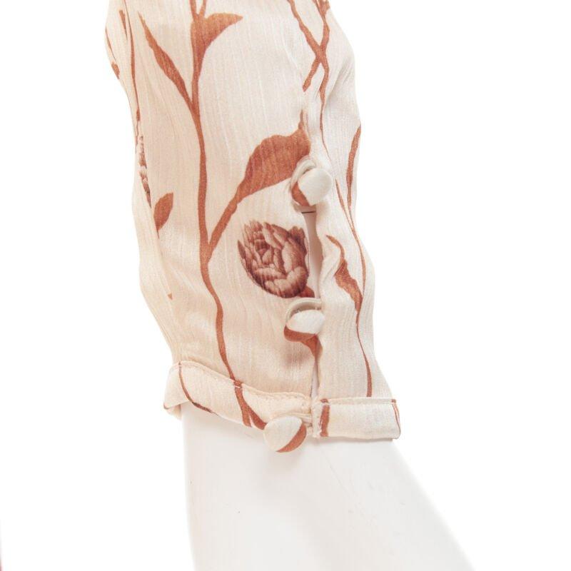 JOHANNA ORTIZ Mysterious Soul beige floral one shoulder tier maxi dress US2 XS For Sale 6