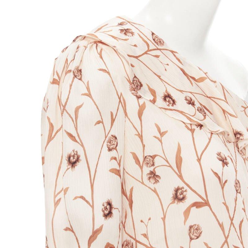 JOHANNA ORTIZ Mysterious Soul beige floral one shoulder tier maxi dress US2 XS For Sale 2