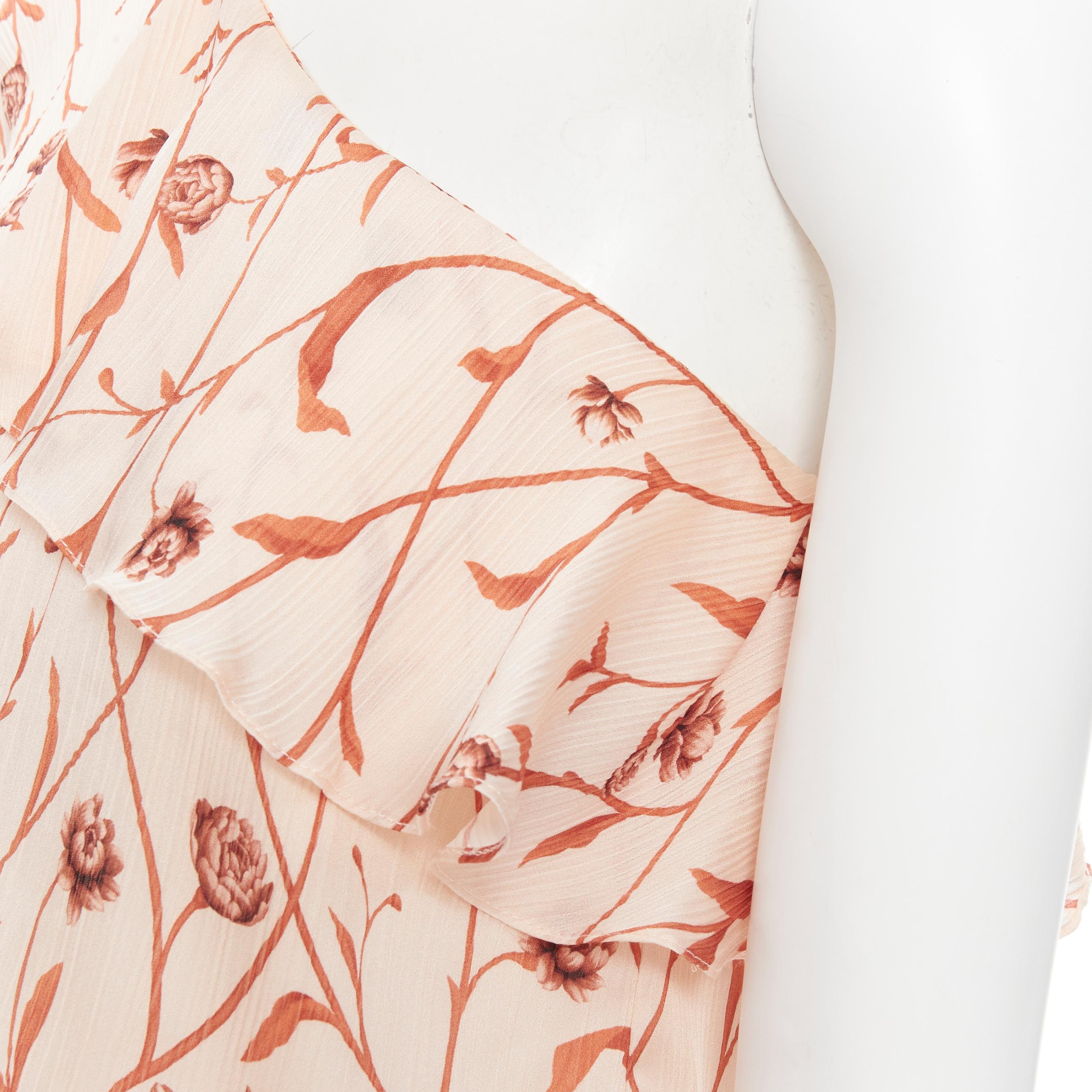 JOHANNA ORTIZ Mysterious Soul beige floral one shoulder tier maxi dress US2 XS For Sale 1