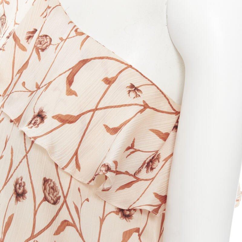 JOHANNA ORTIZ Mysterious Soul beige floral one shoulder tier maxi dress US2 XS For Sale 4