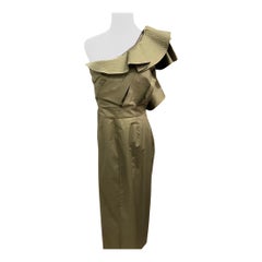 Johanna Ortiz Olive One-Shoulder Dress